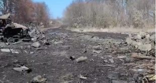 Rosyjska kolumna po ataku ukraińskiej artylerii/ fot. twitter.com/ua_industrial